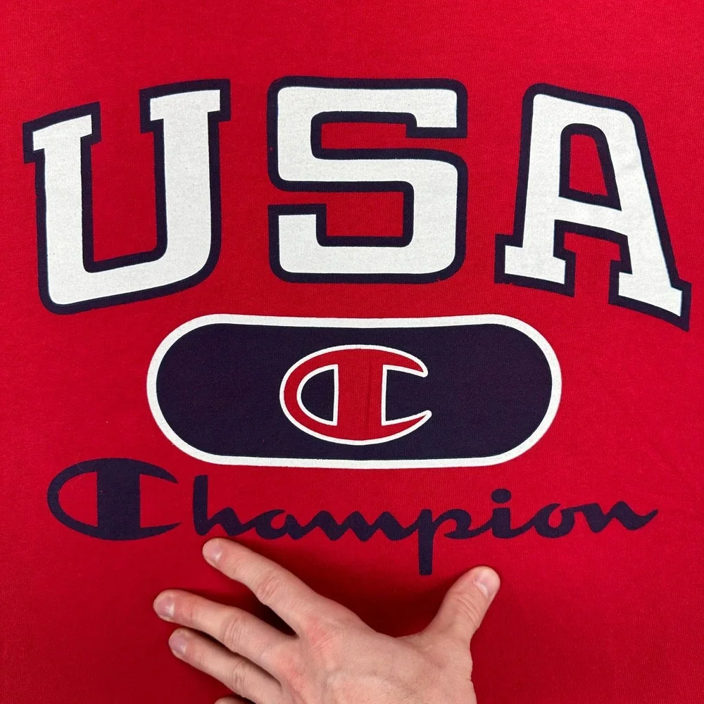 VINTAGE‎ Champion USA Adult Mens Sleeveless Shirt 2XL Red Freedom Made In USA - Picture 6 of 9